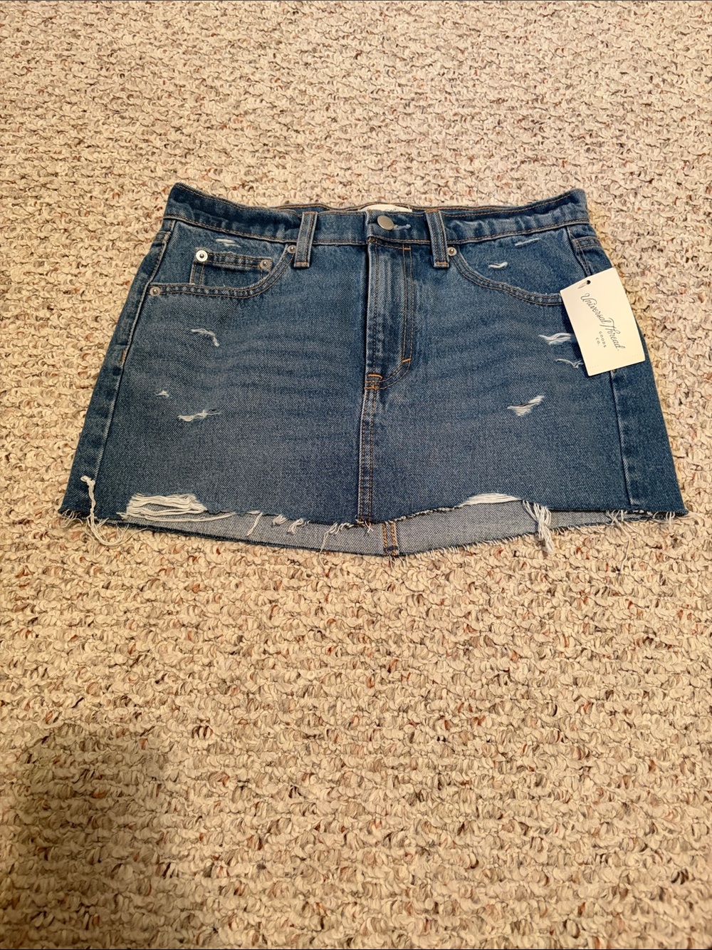 Universal Thread Dark Blue Distressed Denim Mini Skirt